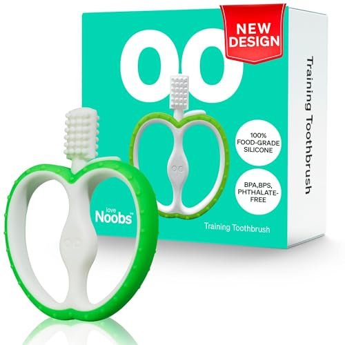 Beißring Baby von LoveNoobs™, BPA/BPS Frei Einfach zu Reinigen, Zahnungshilfe, Greifling, Silikon Zahnbürste, Beißspielzeug, Spielzeug, Unisex, Teether, Grün