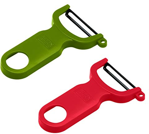 KUHN RIKON 24286 Swiss Peeler Sparschäler Set 2-teilig, Gemüseschäler, Edelstahlklinge, Rot und Grün, Plastic