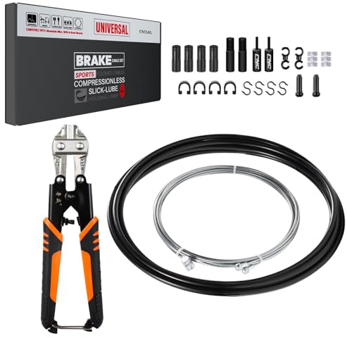 CNCLOL Fahrrad Bremszug‑Set, lang Bremsseil vorne/hinten für Rennrad MTB | Fahrrad‑Bremskabel‑Set:2500 mm Innenzug,3000 mm Bowdenzug‑Hülle mit Kabelschere.Universal für Mountainbike,Citybike & E‑Bikes