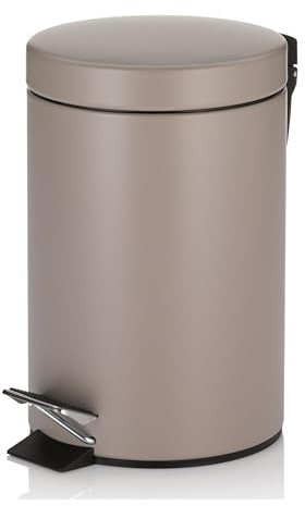kela Kosmetikeimer braun 3l, Metall Tretmülleimer Badezimmer, Badmülleimer mit Inneneimer und Tragehenkel, MONACO, cashmerebraun matt
