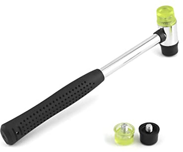 QWORK Gummihammer, 25 mm Doppelkopfhammer Mit 2 Ersatz-hammerköpfen Mit Rutschfestem Gummigriff Für Holz, Kunststoff, Leder, Schmuck, Kunsthandwerk