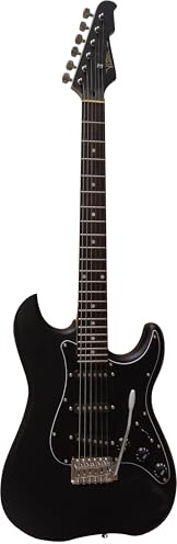 ELEKTROGITARRE MATT SCHWARZ - E-GITARRE MIT MASSIVHOLZKÖRPER - VISION SOUND - SCHWARZER PICKUP + KABEL - ST5MATTBK