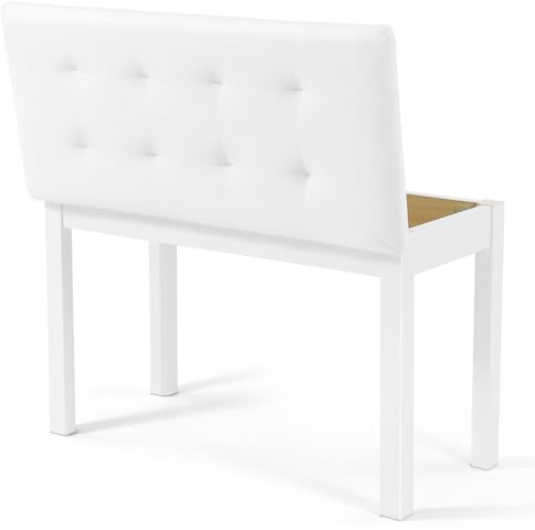 MUSTAR 74cm Großer Sitz Klavierhocker, gepolsterter Klavierbank, Weiß | Stabiler Holz KlavierBench mit Stauraum, Doppelte Pianorbank mit PU Lederkissen für Digitalpiano