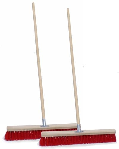 Kolor 2 STK. Straßenbesen Industriebesen Kehrbesen, wählbare Breiten Gartenbesen, Besen für Straßen, Draußen, Hof & Garten, PVC Borsten, Metall-Stielhalter verschraubt (100 cm mit 150 cm Stiel)