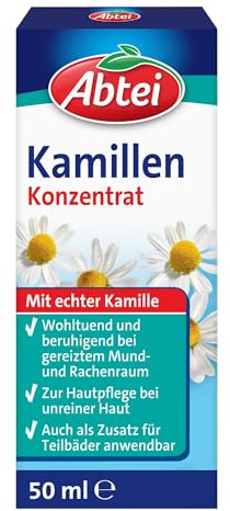 Abtei Kamillen Konzentrat - mit echter Kamille - vielseitig anwendbar - für Haut-, Haar- und Mundpflege, für Umschläge oder als Badezusatz - vegan - 1 x 50 ml