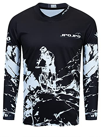 Kinder Radtrikot für Jugendliche Mountainbike Jungen Motocross Langarm Shirts Downhill Shirt Mädchen Fahrradfahren Biker Rennbekleidung Weiß/Schwarz Größe S