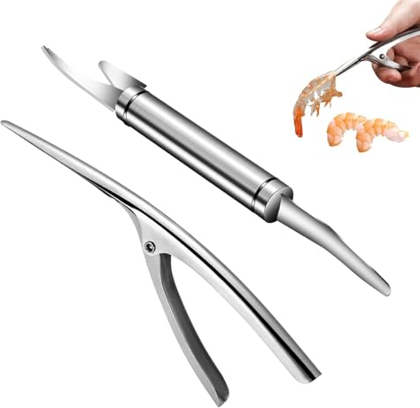 Garnelenschäler,Multifunktionales Garnelenschnur, 2pcs Shrimp Peeling, Schälwerkzeuge für Garnelen,Garnelenschalenmesser,Edelstahl Shrimp Peeler, Schälwerkzeug für Garnelen, leicht zu reinigen