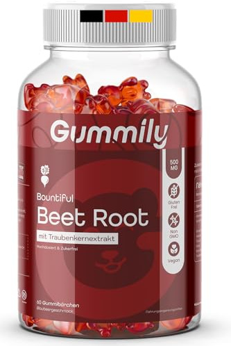 Rote Beete Gummibärchen - GLP-1 natürliche Unterstützung - LABORGEPRÜFT - 500mg - Rote Beete Extrakt Kapseln alt Beets Cardio - mit Traubenkernextrakt - Beta Vulgaris - hochdosiert - Gummily®