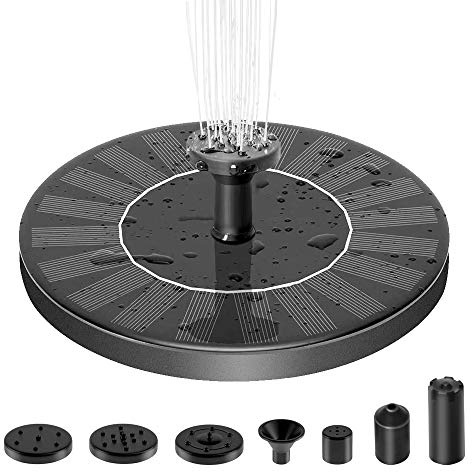 Solar Springbrunnen für Außen, Solarbrunnen für Draussen mit 6 Sprüh Effekten, Solar Teichpumpe Outdoor Solar Schwimmender Fontäne Pumpe für Garten, Teich, VogelBad, und Wasserpumpe（1.4W）
