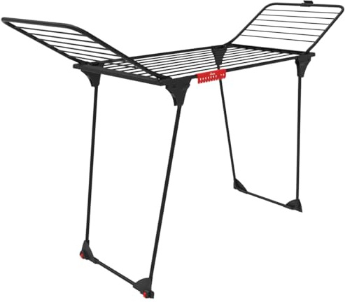 Vileda King Ultimate Wäscheständer, Black Edition, XXL-Leinen für weniger Falten, Trockenlänge: 20 m, Kleinteilehalter, stabil und robust, einfacher Transport Dank Sicherung und Rollen, Comfort-Pack