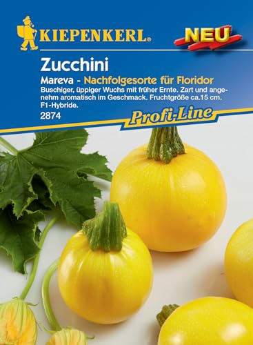 Kiepenkerl Profi-Line Zucchinisamen Mareva, F1 2874 - Buschiger, üppiger Wuchs mit früher Ernte - Fruchtgröße 15 cm - Samen Gemüse, Gemüsesamen, Saatgut