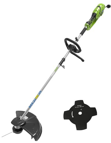 Greenworks Elektro-Rasentrimmer 230V 1200W 40cm Schnittbreite 2mm Faden/Messer, Verstellbarer Zusatzgriff, Ergonomisches Leichtgewicht GST1246