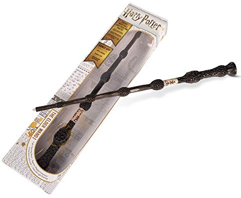 Harry Potter Zauberstab Elder Wand mit LED-Lichtspitze, 1:1 Filmreplik Handbemalt aus Harz, mit Geschenkbox & App für Lichtmalerei, batteriebetrieben