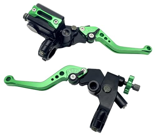 Mabutingti Upgrade 7/8 Zoll 22 mm Universal Lenker Hauptbremszylinder Kupplungshebel links und rechts Set kompatibel mit Polaris Yamaha Suzuki Honda Kawasaki Motorrad (Grün)