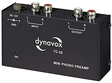 Dynavox TC-20 Phono-Vorverstärker, kompaktes Metall-Gehäuse, für Plattenspieler mit MM-Abtast-Systemen, schwarz