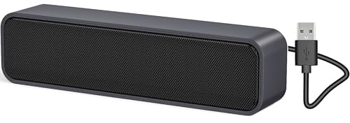 ADELGO SoundBar Mini USB Lautsprecher, Computer Lautsprecher Laptop Boxen für PC, Computer, Laptop, Notebook, Tablet - Plug and Play - BlauGrau