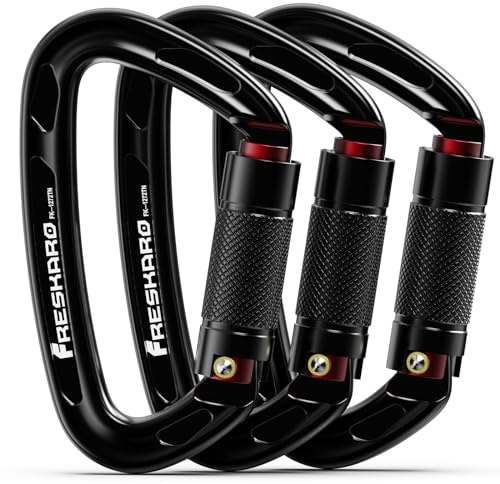 FresKaro 25 kN Kletterkarabiner, blau, groß (10 cm) | Twistlock, Schnellverschluss, Max 2550kg Tragkraft, Für Bergsteigen, Abseilen, Hundeleinen