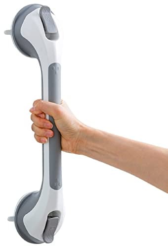 TAILI Haltegriff Dusche ohne Bohren, MAX 110 KG Haltegriffe für Senioren, 43 CM Duschgriff mit Saugnapf, EXTRA STARKER Badewannengriff ohne Bohren, Abnehmbare Duschhalterung, Griffstangen - Grau