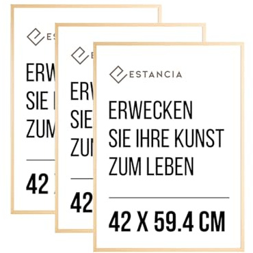 Estancia 3 Stück Eiche Holz Bilderrahmen 42x59,4 cm (A2) mit bruchsicherem Acrylglas | Moderner 3er Portraitrahmen aus Holz A2 (42 x 59,4)