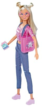 Simba 105733602 - Steffi Love Kitty Fashion, Ankleidepuppe in einem modischen Outfit mit Brille und Tablet in Katzenoptik und Shopper, 29cm Spielpuppe, ab 3 Jahren