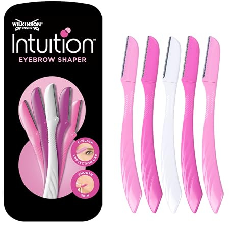 WILKINSON SWORD - Intuition Augenbrauenformer | Trimmt und entfernt Gesichtsbehaarung | Dermaplaning-Werkzeug | Packung mit 5 Einwegrasierern