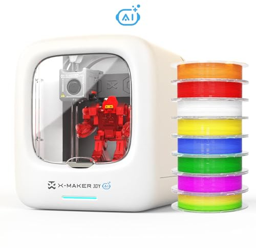 KI-gestützter 3D-Drucker, 3D-Drucker mit 8 PLA-Filament-Set, KI Design-App, umfangreiche Sammlung an 3D-Kreativvorlagen, mit 16+ Mini-3D-Designmodulen, App&WiFi-Steuerung,vollständig geschlossene