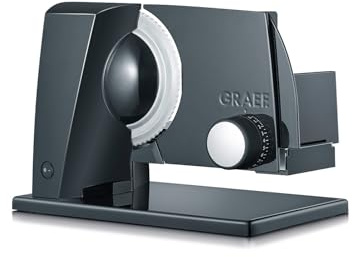 GRAEF S11002 - Elektrischer Allesschneider SKS110, Made in Germany, Edelstahl-Wellenschliffmesser Ø170 mm, Schnittstärke 0-20 mm, Energiesparmotor 170 W, Kindersicherung, Brotschneidemaschine, Schwarz