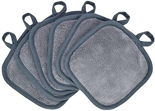 BloomSesame Abschminktuch aus Mikrofaser - Wiederverwendbar Mikrofaser Gesichtsreinigungstuch - Make-Up Entferner Tuch Grau（5 x 5inch 6 Stück）