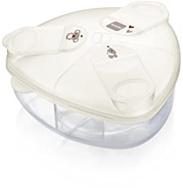 MAM Milchpulverspender, Milchpulver Box zum einfachen Befüllen von Babyflaschen, Milchpulverportionierer fasst bis zu 3 Portionen, 0+ Monate, Koala/Elefant