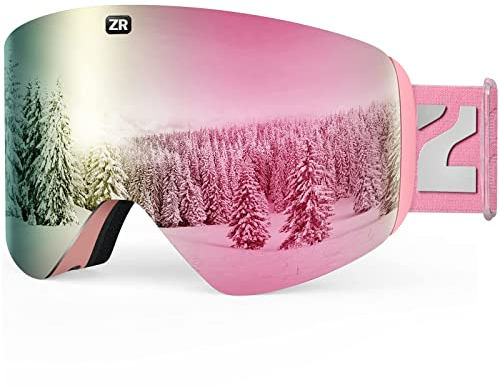 ZIONOR Skibrille, Schneebrille 100% OTG Snowboard Brille Abnehmbare Linse für Herren Damen und Erwachsene
