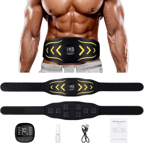 Unegnel EMS Bauchmuskeltrainer,Bauchmuskeltrainer Elektrisch mit 10 Modi und 30 Intensitäten,EMS Trainingsgerät USB Wiederaufladbarer Tragbarer