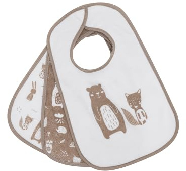 Kindsgard Baby Klettlätzchen 3er-Pack „happaklat“ – Waldtiere Braun – 75% Bio-Baumwolle – weich, pflegeleicht & waschbar – ideal für Babys & Kleinkinder – einfach anzulegen