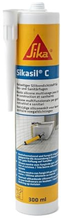 Sika - Sanitär Silikon - Sikasil C - Betongrau - Zum Verfugen & Abdichten – Bad & Küche – Wasserdicht – Schimmelresistent – Geruchsarm – 300 ml