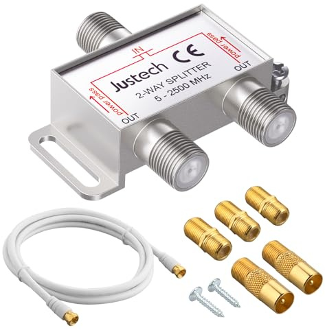 Justech Koax-Splitter (Silber, 2-Wege-Splitter)