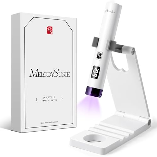 MelodySusie Tragbar UV Lampe mit Ständer für Gelnägel, Mini Wiederaufladbar UV LED Lampe mit LCD-Display, Tragbare Kleine UV Nagellampe mit 2 Timern, Nageltrockner für Alle UV Gel Nagellacke (Weiß)