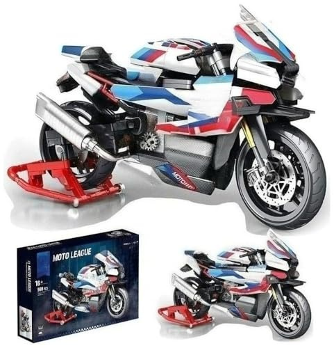 CIJINAY Technik Motorrad Bausteine, 988 Klemmbausteine Motorrad Modellbausatz, Supermotorrad Bauset Spielzeug Geschenk für Erwachsene Kinder (82005)