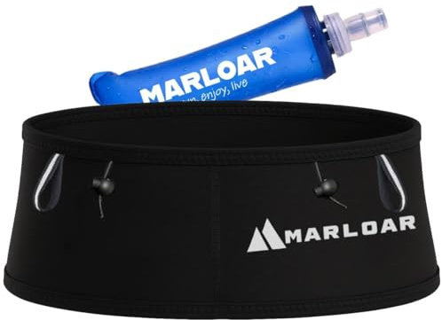 MARLOAR Laufgürtel mit Soft Flask 250 ml – Verstellbarer Running Belt für Herren & Damen, Trailrunning & Jogging, Rutschfester Sitz, Taschen für Handy & Schlüssel (Größe S)