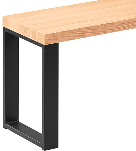 LAMO Manufaktur Sitzbank Esszimmer Holzbank 30x160x47 cm, Möbelfüße Simple Schwarz/Natur, LSB-01-A-002-160-9005S