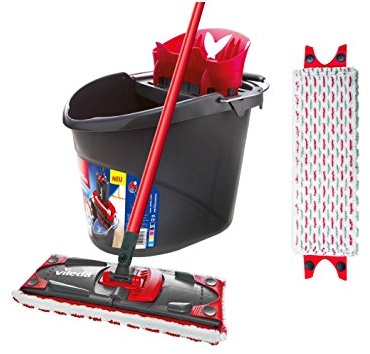 Vileda ULTRAMAX 2in1 Bodenwischer Komplett Set mit extra Bezug, Wischmopp mit Stiel, Zwei Mikrofaser-Bezüge und Eimer mit Powerpresse, zum schnellen Auswechseln des Bezugs