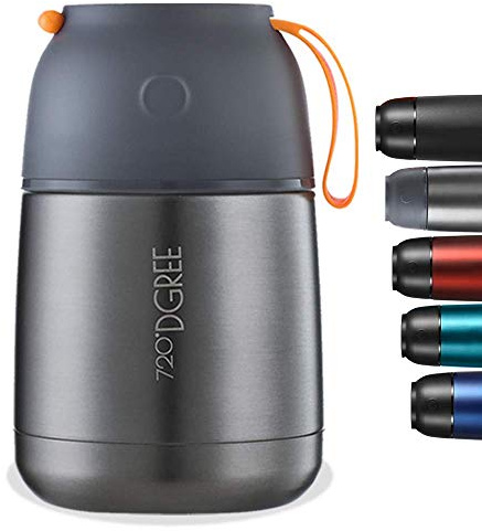 720°DGREE Thermobehälter Essen 530ml “wunderJar” Auslaufsicher, BPA-Frei - Edelstahl Isolierbehälter, Thermo Lunchbox - Unterwegs Babybrei, Warme, Kalte Speisen, Suppe - Müsli to Go - Grau
