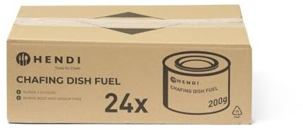 HENDI Brennpaste, 24 Stück, ruß- und geruchlos, Brenndauer ± 3 Stunden, Brenngel, Fire Paste, für Wärmebehälter, zum Warmhalten von Speisen, für Chafing Dish, 200gr