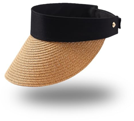 Eigso Womens Travel Visor Hat Sommer Strand Stroh gewebt Khaki Cap für Frau Mann