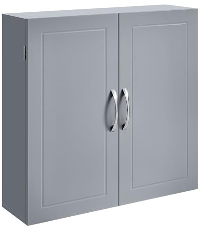 VASAGLE Hängeschrank, Badezimmerschrank mit 2 Türen, 18 x 60 x 60 cm | Wandschrank mit Verstellbaren Einlegeböden, Traditioneller Stil, für Bad, Taubengrau, SIREN Kollektion BBC320P36