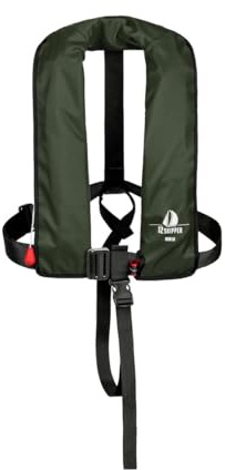 12skipper Automatik Rettungsweste 165N mit Harness, ISO 12402-3, Lifebelt, UML-Auslöser, Schrittgurt, Erwachsene 40-150 kg, Olive