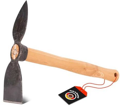 SHW-FIRE Handhacke, geschmiedetes Breitblatt und Herzblatt mit 40cm Stiel | Made in Germany | Für Gartenarbeit & Bodenbearbeitung | Auflockern von Erde und Böden| Unkrautentfernung | Schmiedequalität