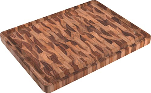 Tramontina Teak Stirnholz Schneidebrett mit Saftrille, FSC Zertifiziertes Teakhokz, Massiv, 45 x 34 x 3 cm, Servierbrett, für Grill und BBQ