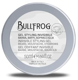 Bullfrog - Unsichtbares Styling-Gel: Bart, Schnurrbart, Augenbrauen, Stark haltendes Modelliergel, Transparente Textur, Ohne Duftstoffe, Hergestellt in Italien, 50 ml