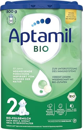 Aptamil Bio 2 – Die Bio-Folgemilch nach dem 6. Monat – Pflanzliche Öle, ohne Palmöl, 1 x 800 g