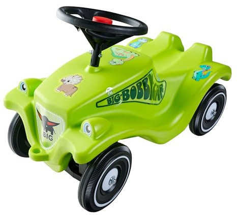 Big Bobby Car Classic Dino - Rutschauto ab 1 Jahr im bunten Dino-Design mit schwarzem Sicherheits-Lenkrad und Hupe, für Kinder ab 12 Monaten (bis 50 kg), grün mit Aufklebern