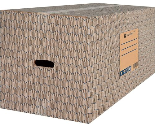packer PRO Packung mit 10 Kartons für Umzüge und Aufbewahrung, sehr robust, mit Griffen, 600 x 400 x 400 mm